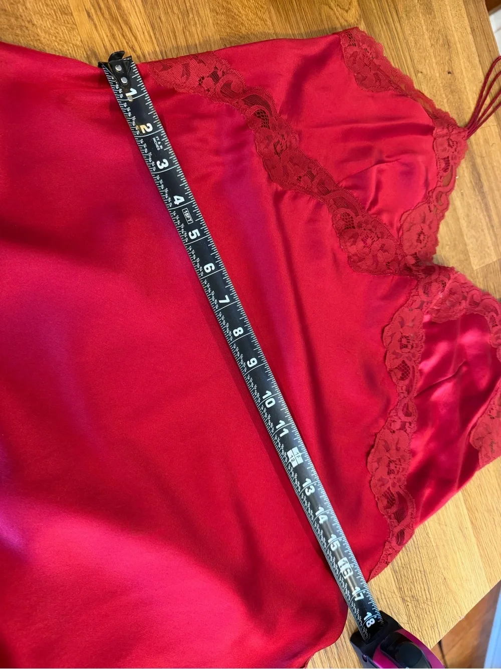Mary Green 100% Silk Lace Chemise Slip Nightgown Red L Luxury Lingerie Sleep